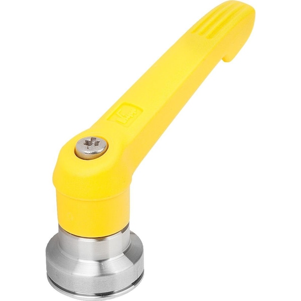 Adjustable Handle W Clamp Force Intensif Size:5, M12, Plastic Yellow Ral1021, Comp:Stainless Steel